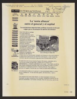 La santa alianza entre el general y el capital. Artículo de prensa