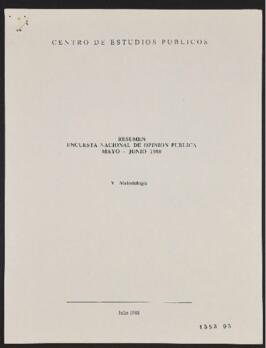 Resumen Encuesta Nacional de Opinión Pública Mayo-Junio 1988. V Metodología