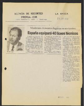 Artículos de prensa relativos a las actividades del Ministro de Educación Ricardo Lagos E., 1992 ...