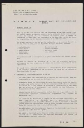 Minuta sobre Ley nº 19472 de 1996 relativa a la Calidad de la Construcción