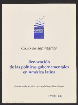 Renovación de Políticas Gubernamentales de América Latina. Proyecto de análisis crítico del neo- ...