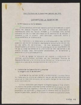 Voto Político de la Directiva Central de Partido Por la Democracia. Garantizar la transición. Minuta