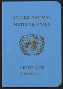 Certificado de Ricardo Lagos E. como Consultor de Naciones Unidas