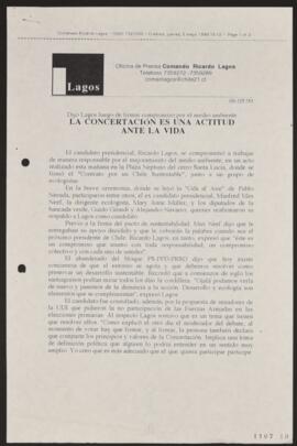 Comunicado de Prensa relativo a Declaración Luego de Compromiso Medio Ambiental