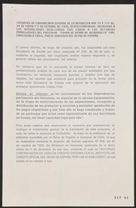 Informes de Contraloría General de la República N°S 73 y 171 de , 24 de mayo y 2 de octubre de 19...