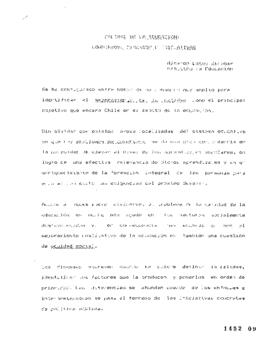 Calidad de Educación: Consensos Disensos e Iniciativas. Discurso