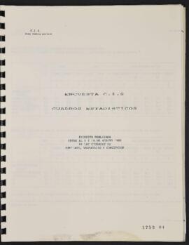 Encuesta C.I.S. Cuadros estadísticos. Encuesta realizada en las ciudades de Santiago Valparaiso y...