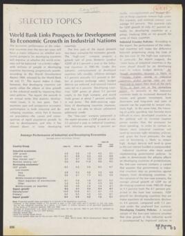 World Bank links prospects development to economic growth in industrial nations.