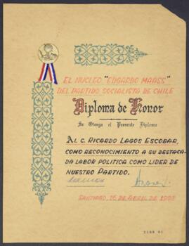 Diploma de Honor otorgado a Ricardo Lagos
