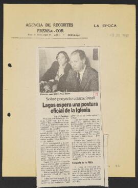 Artículos de prensa relativos a las actividades del Ministro de Educación Ricardo Lagos E., 1992 ...