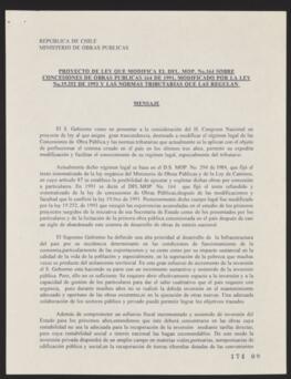 Proyecto de Ley que Modifica el D.F.L. Nº 164 de 1991 del Ministerio de Obras Públicas