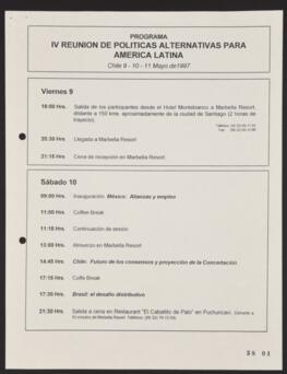 Programa de IV Reunión de Políticas Alternativas para América Latina