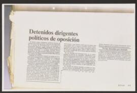 Detenidos dirigentes políticos de oposición. Artículo de prensa