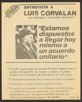 Estamos dispuestos a llegar hoy mismo a un acuerdo unitario. Entrevista a Luis Corvalán