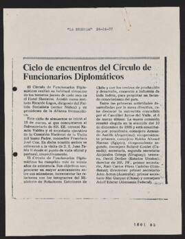 Artículo de Prensa sobre Encuentros del Círculo de Funcionarios Diplomáticos