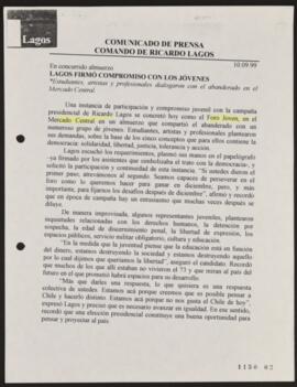 En concurrido almuerzo. Lagos firmó compromiso con los jóvenes. Comunicado de Prensa