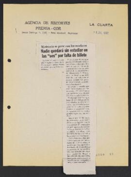 Artículos de prensa relativos a las actividades del Ministro de Educación Ricardo Lagos E., 1992 ...