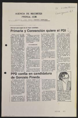 Artículos de Prensa relativos a campaña presidencial de Ricardo Lagos entre los años 1992-1993