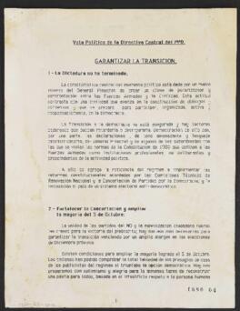 Minuta relativa a Voto Político de la Directiva del Partido Por la Democracia