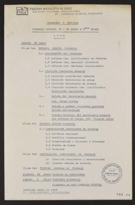 Programa y Temario XXV Congreso General de Partido Socialista de Chile