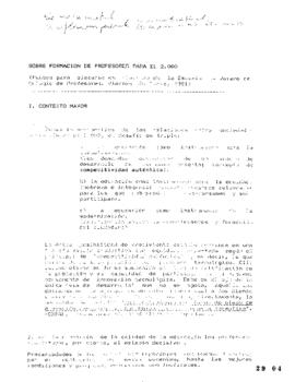Sobre Formación de Profesores para el 2000. Discurso