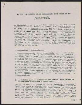 Informe relativo a Partido Por Democracia y Desafío de Ser Progresista en Chile de Hoy