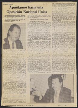 Artículos de prensa desde año 1985 a 1992 relativos a contingencia política relacionada con Ricar...