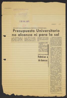 Presupuesto universitario no alcanza ni para la sal. Dice Jefe de la Democracia Cristiana Univers...