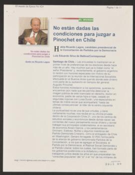 No están dadas las condiciones para juzgar a Pinochet en Chile. Artículo de prensa