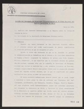 Informe del encargado de Relaciones Internacionales al 2º Pleno Nacional del Partido Socialista d...