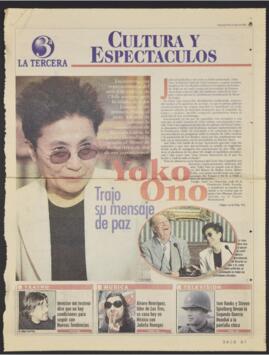 Yoko Ono trajo su mensaje de paz. Artículo de prensa