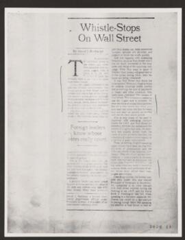 Whistle-Stops on Wall Street. Artículo de prensa