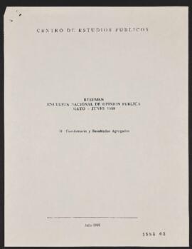Resumen Encuesta Nacional de Opinión Pública Mayo-Junio 1988 II Cuestionario y Resultados Agregados