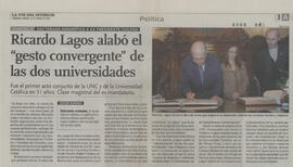 Ricardo Lagos alabó el gesto convergente de las dos universidades. Nota de prensa