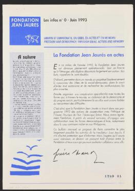 Fundación Jean Jaures. Folleto relativo a Actividades para año 1993