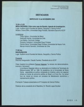 8º Congreso Chileno de Ciencia Política. Programa