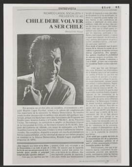 Chile debe volver a ser Chile. Entrevista a Ricardo Lagos