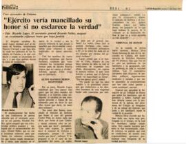 Carpeta que contiene recortes de prensa nacional de años 1987 relativa a quehacer político de la ...