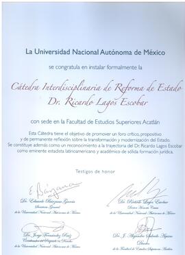 Cátedra Interdisciplinaria de Reforma de Estado Dr. Ricardo Lagos E. Certificado