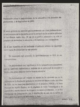 Declaración sobre Mejoramiento de la Educación y Situación del Profesorado