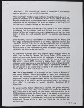 Richard Lugar's Speech in Advance of NATO Summit at Opening gala dinner of the Riga Conference 2006