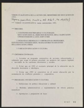 Visión cualitativa de la acción del Ministerio de Educación en 1993