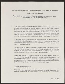 Justicia Social Estado y Gobernabilidad en Tiempos de Reforma. Documento de Trabajo de Hugo Ferná...