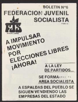 Boletín N°6 de la federación Juvenil Socialista relativo a la Necesidad de Elecciones Libres. Bol...