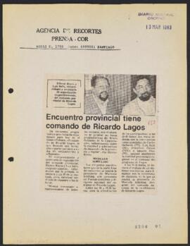 Artículos de Prensa relativos a campaña presidencial de Ricardo Lagos de 13 a 23 de marzo de 1993