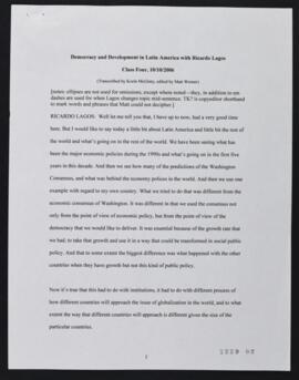 Intervención de Ricardo Lagos en Clase nº4 dictada en Universidad de Berkeley