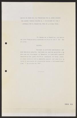 Moción de Orden del Senado de Perú con motivo del Acto Plebiscitario Celebrado en Chile 5 de Octu...