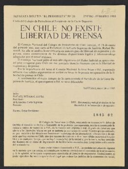 En Chile no Existe Libertad de Prensa. Boletín de El Periodista