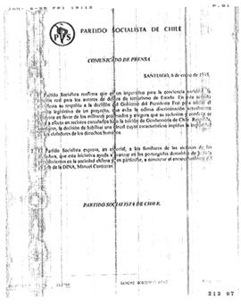 Comunicado de Prensa del Partido Socialista que respalda Decisión de Gobierno relativa a Construc...