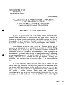 Palabras de S.E. el Presidente de la República, D. Ricardo Lagos Escobar, al Visitar Obras de Con...
